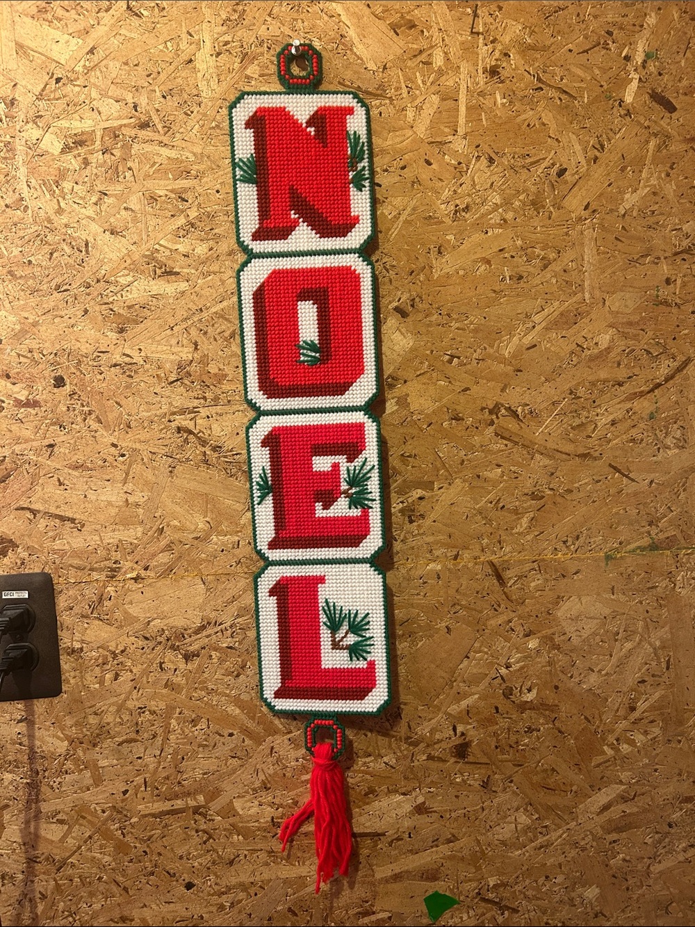 Noel Vertical Holiday Wall Hanging - Red and White